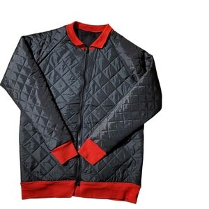 Black and Red Quilted Puffer Jacket